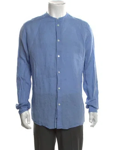 Pre-owned Hermes Linen Long Sleeve Shirt In Blue