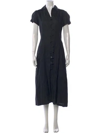 Pre-owned Hermes Linen Midi Length Dress In Black