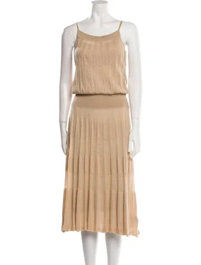 Pre-owned Hermes Linen Midi Length Dress In Neutral