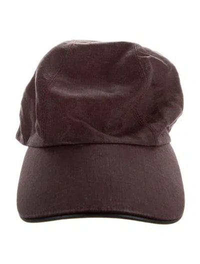 Pre-owned Hermes Linen Miles Cap In Burgundy