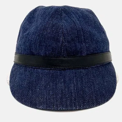 Pre-owned Hermes Linen Navy Blue Hat