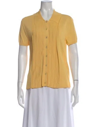 Pre-owned Hermes Linen Short Sleeve Polo In Yellow