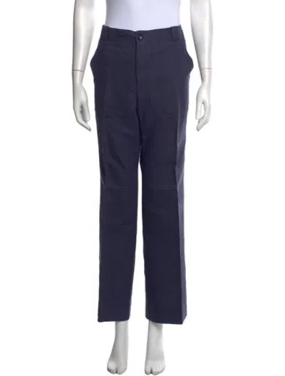 Pre-owned Hermes Linen Straight Leg Pants In Blue