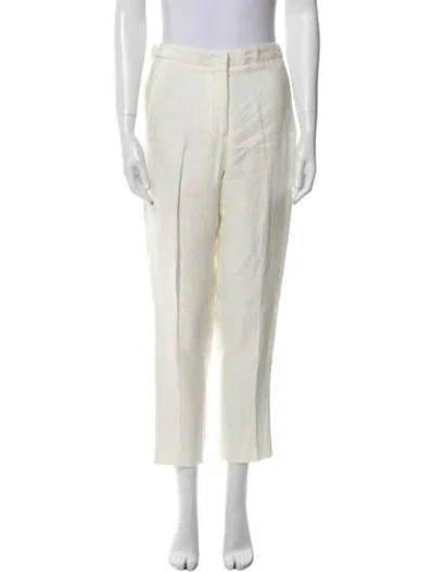 Pre-owned Hermes Linen Straight Leg Pants In White