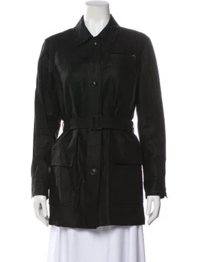 Pre-owned Hermes Linen Trench Coat In Black