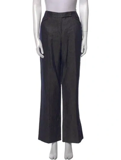 Pre-owned Hermes Linen Wide Leg Pants In Blue