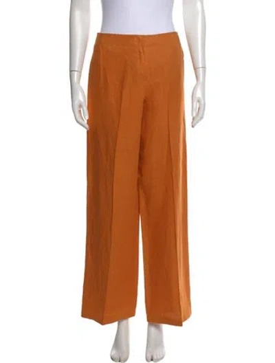 Pre-owned Hermes Linen Wide Leg Pants In Orange