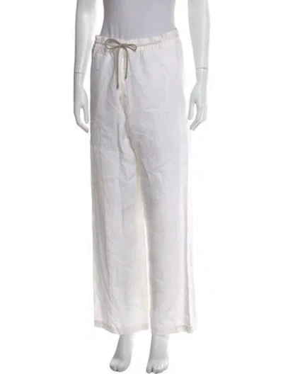 Pre-owned Hermes Linen Wide Leg Pants In White