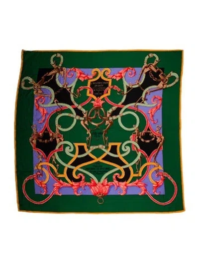 Pre-owned Hermes L'instruction Du Roy Cashmere Shawl In Green