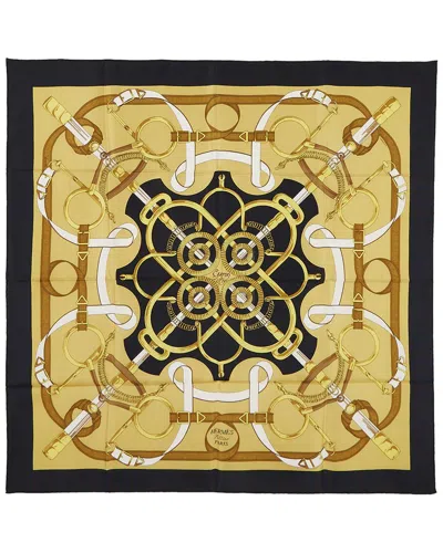 Pre-owned Hermes Hermès L'instruction Du Roy Henri D'origny Silk Scarf (authentic Pre-loved) In Black