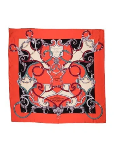 Pre-owned Hermes L'instruction Du Roy Silk Scarf W/ Tags In Red
