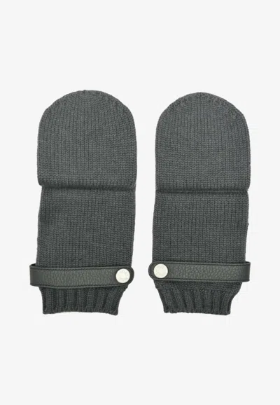 Hermes Lionel Mittens In Gris Misty Cashmere And Deerskin In Gray