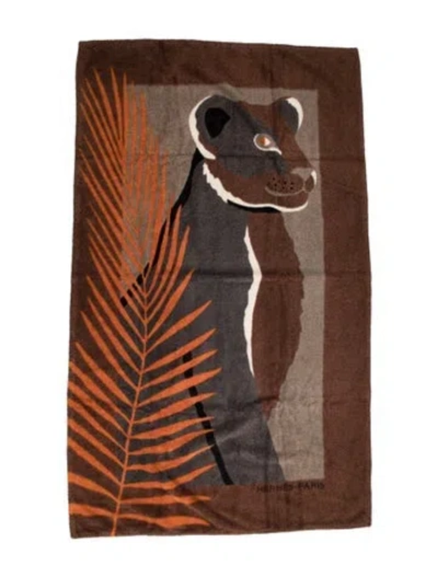 Pre-owned Hermes Lioness Beach Towel In Brown