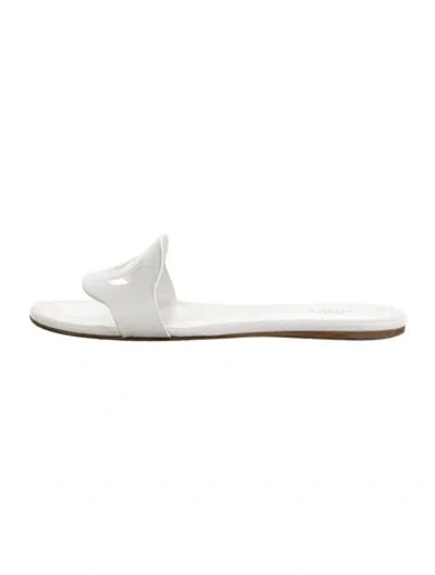 Pre-owned Hermes Lisboa Leather Slides In White