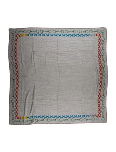 Pre-owned Hermes Liste En Chaines Cashmere Shawl In Gray