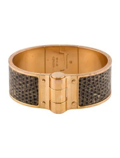 Pre-owned Hermes Lizard Hinged Bracelet, 6.5" In Multi
