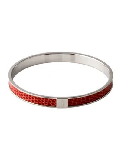 Pre-owned Hermes Lizard Kawaii 07 Bangle Bracelet, 7.5" In Red