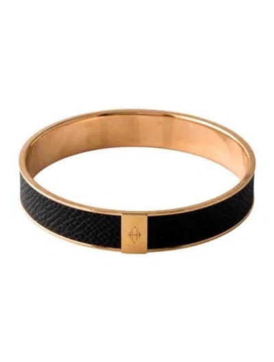Pre-owned Hermes Lizard Kawaii 12 Bracelet, 7.5" In Black