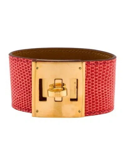 Pre-owned Hermes Lizard Kelly Dog Wrap Bracelet In Multi