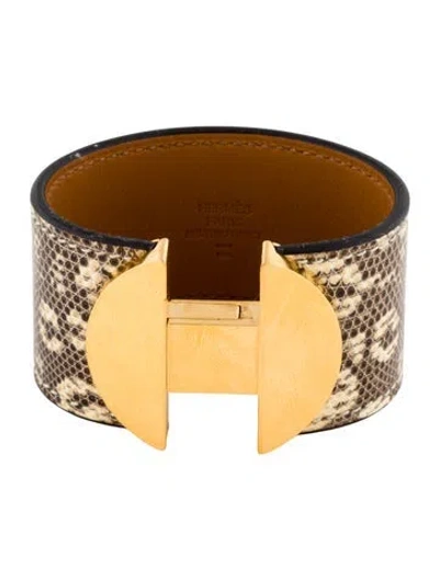 Pre-owned Hermes Lizard Manchette Bracelet, 6" In Multi