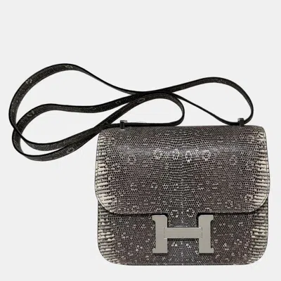 Pre-owned Hermes Lizard Ombre Constance Mirror 18 Bag Phw In Grey