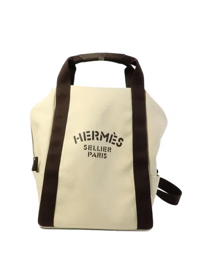 Pre-owned Hermes Logo Backpack In Neutral