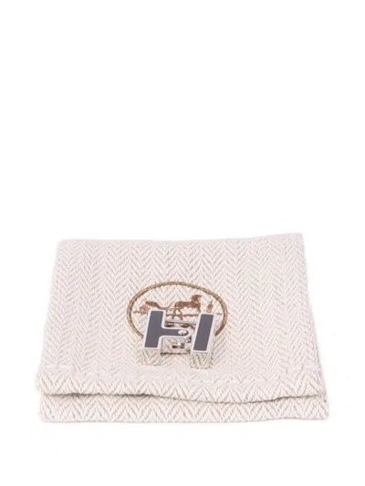 Pre-owned Hermes Logo Earrings In Silver