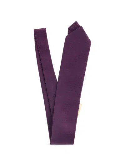 Pre-owned Hermes Logo-pattern Silk Tie In Purple