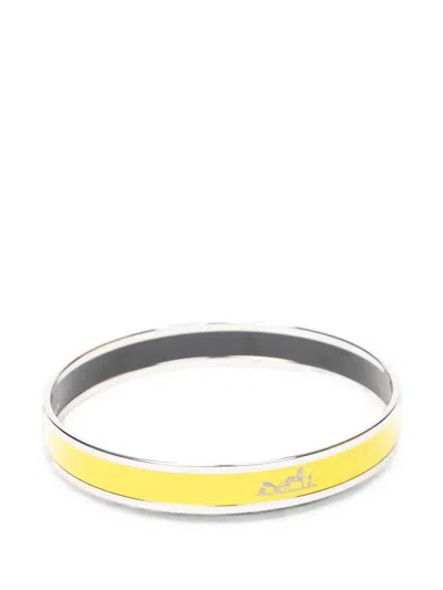 Pre-owned Hermes Logo-detail Bangle Bracelet In Silver
