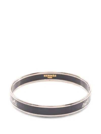 Pre-owned Hermes Logo-detail Bangle In Silver