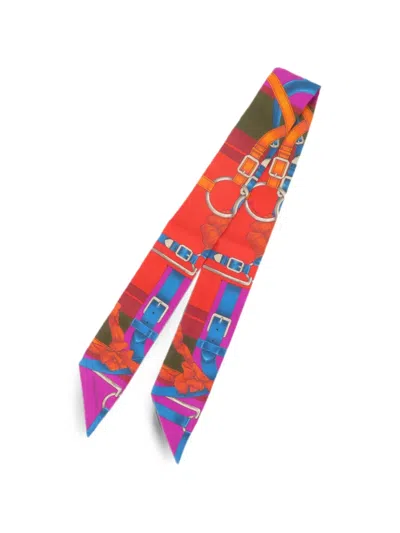 Pre-owned Hermes Logo-print Scarf In Red