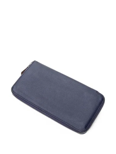 Pre-owned Hermes Long Azap Calfskin Wallet In Blue