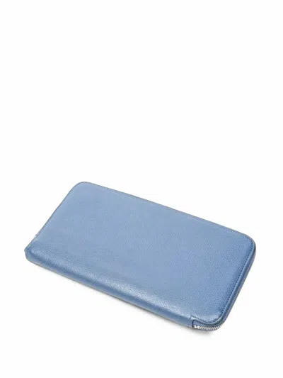 Pre-owned Hermes Long Azap Silk'in Classique Wallet In Blue