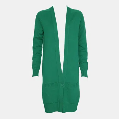 Pre-owned Hermes Long Cashmere Cardigan Coat Fr 34 In Green