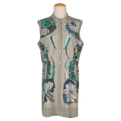 Pre-owned Hermes Hermès Long Cotton And Wool Cardigan In Gray