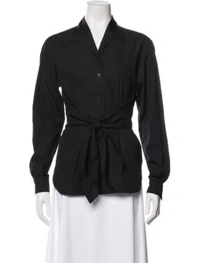 Pre-owned Hermes Long Sleeve Blouse In Gray