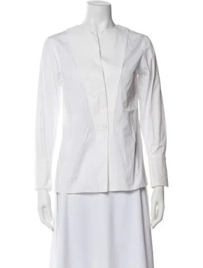 Pre-owned Hermes Long Sleeve Blouse In White