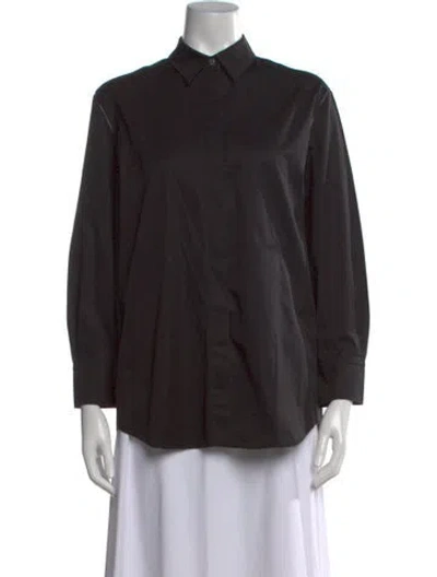 Pre-owned Hermes Long Sleeve Button-up Top In Black