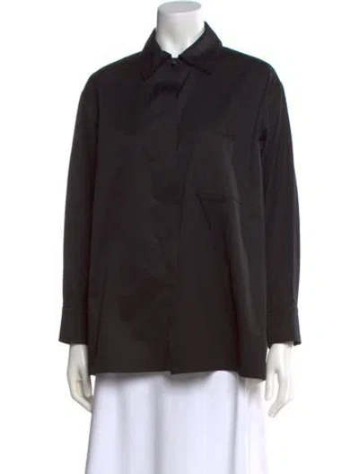 Pre-owned Hermes Long Sleeve Button-up Top In Black