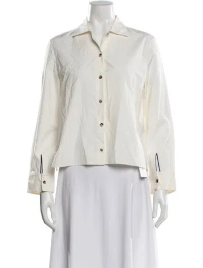 Pre-owned Hermes Long Sleeve Button-up Top In Neutral