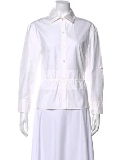 Pre-owned Hermes Long Sleeve Button-up Top In Neutral