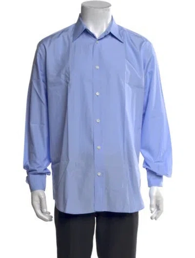 Pre-owned Hermes Long Sleeve Dress Shirt In Blue