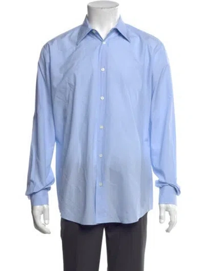 Pre-owned Hermes Long Sleeve Dress Shirt In Blue