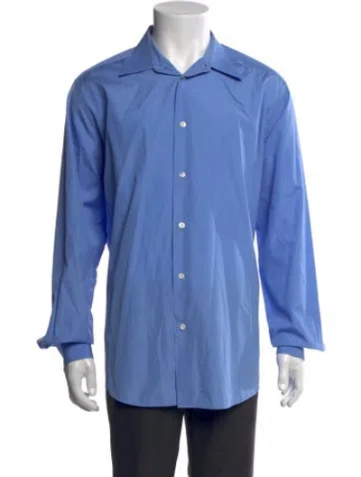 Pre-owned Hermes Long Sleeve Dress Shirt In Blue
