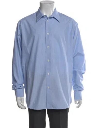 Pre-owned Hermes Long Sleeve Dress Shirt In Blue