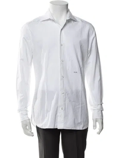 Pre-owned Hermes Long Sleeve Dress Shirt In White