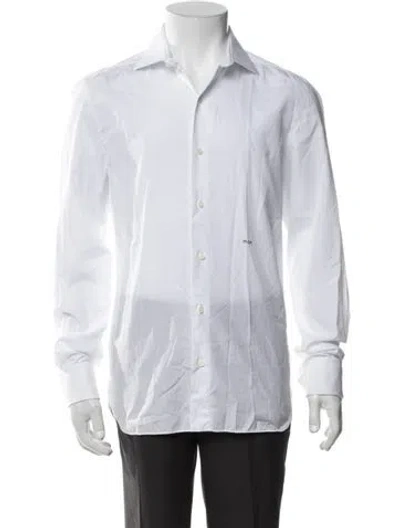 Pre-owned Hermes Long Sleeve Dress Shirt In White