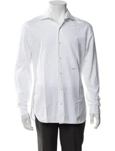 Pre-owned Hermes Long Sleeve Dress Shirt In White