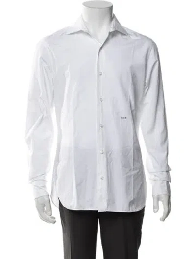 Pre-owned Hermes Long Sleeve Dress Shirt In White