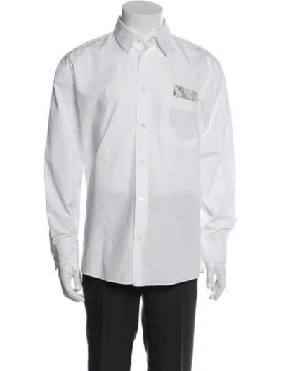 Pre-owned Hermes Long Sleeve Dress Shirt In White